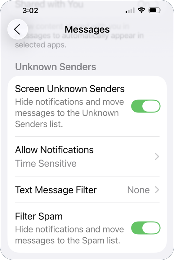 Message Filtering